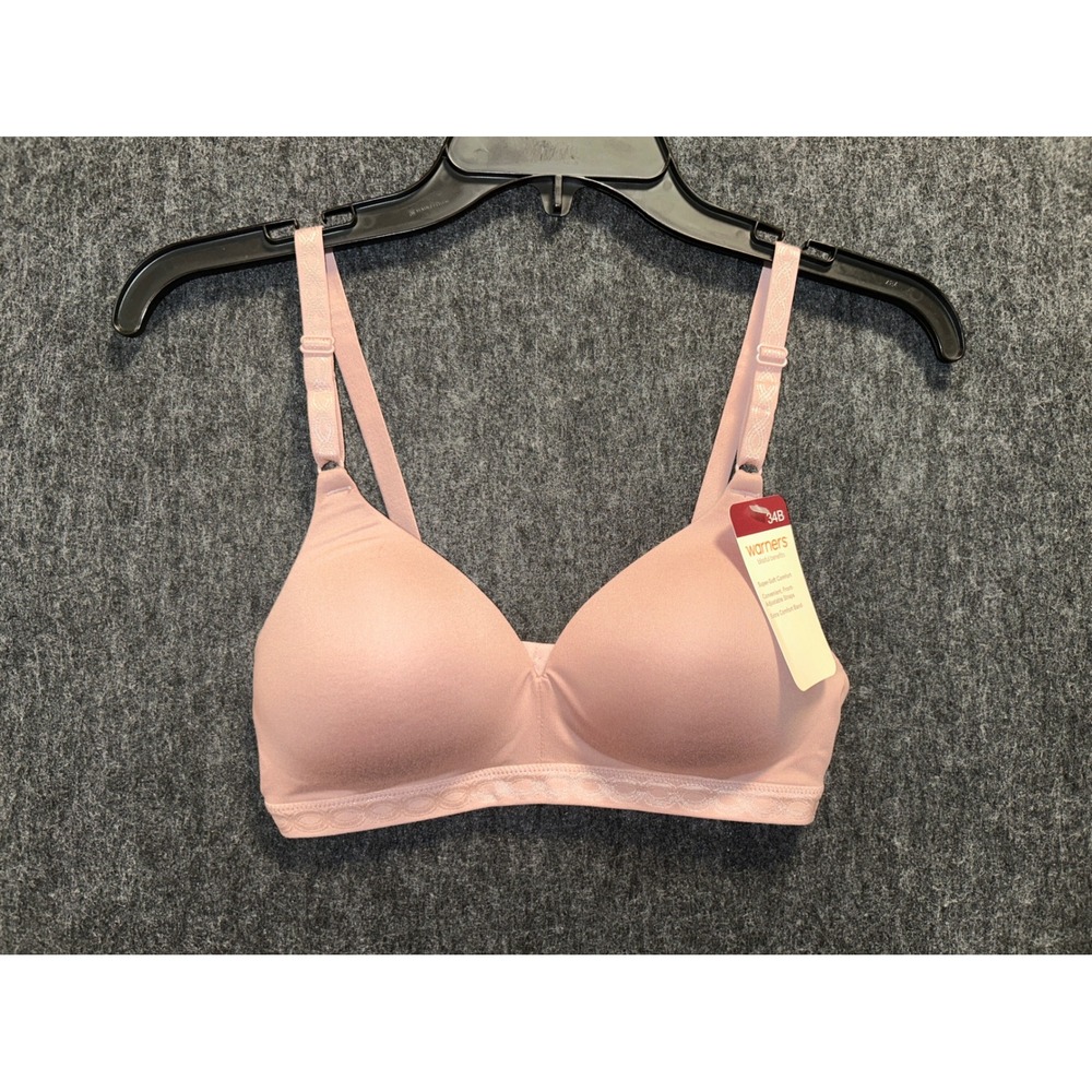 Warners Blissful Benefits Bra Womens 34B Pink New Wireless Lightly Lined RM1691W
